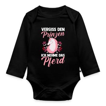 Reiten Pferdeliebhaber Reiterhof Pferde - Baby Bio-Langarm-Body - Schwarz - Vorne