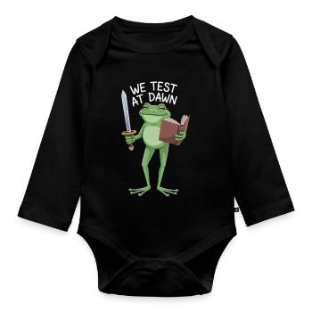 Grenouille de Test de l’Aube : Épée & Parchemin - Body Bébé bio manches longues - noir - Devant