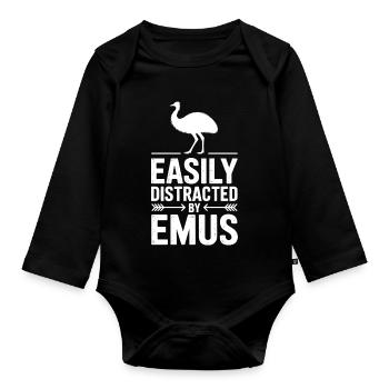Emu Sayings Emu Funny Emu Gift - Organic Longsleeve Baby Bodysuit - black - Front