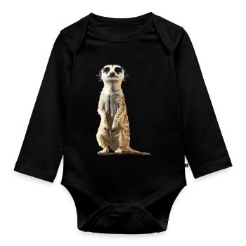 Meerkat Erdmännchen - Baby Bio-Langarm-Body - Schwarz - Vorne
