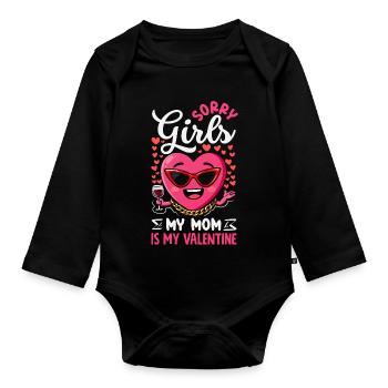 Retro Heart Valentine's Day Design Love - Organic Longsleeve Baby Bodysuit - black - Front