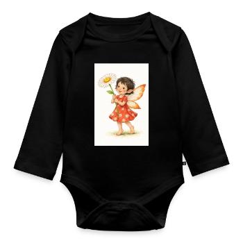 Daisy Fee mit Blume - Baby Bio-Langarm-Body - Schwarz - Vorne