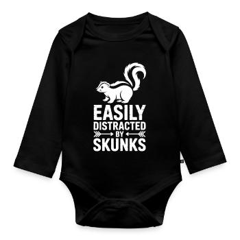Stinktiere Sprüche Lustiges Stinktiere Geschenk - Baby Bio-Langarm-Body - Schwarz - Vorne