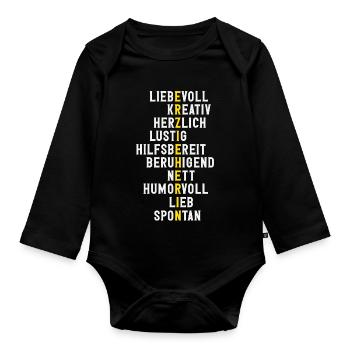 Erzieherin Eigenschaften Liebevoll Kita Spruch - Baby Bio-Langarm-Body - Schwarz - Vorne