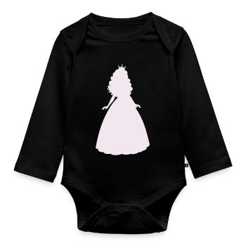Princess silhouette in lilac - Organic Longsleeve Baby Bodysuit - black - Front