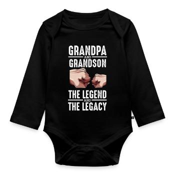 Grandfather and Grandson: Legend & Legacy - Organic Longsleeve Baby Bodysuit - black - Front