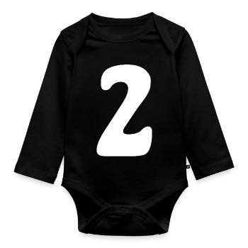 Deux : Minimal Numéral 2 | Deuxième - Body Bébé bio manches longues - noir - Devant