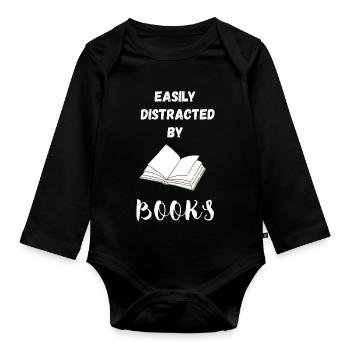 Leicht von Büchern abgelenkt - Baby Bio-Langarm-Body - Schwarz - Vorne