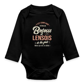 lensois Bogosse Cadeau Humour lens - Body Bébé bio manches longues - noir - Devant