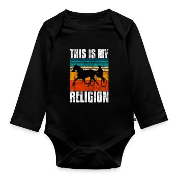 C’est ma religion Trotting Race Trabreiter Sulky - Body Bébé bio manches longues - noir - Devant
