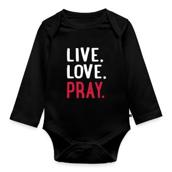 pray - Organic Longsleeve Baby Bodysuit - black - Front