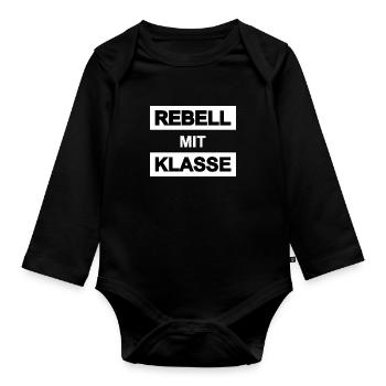 Rebell mit Klasse - Baby Bio-Langarm-Body - Schwarz - Vorne