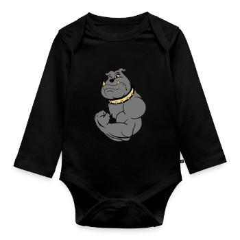 strong bulldogg 02 - Organic Longsleeve Baby Bodysuit - black - Front