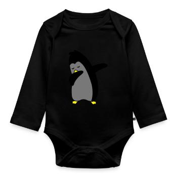 pinguin dabbing 02 - Baby Bio-Langarm-Body - Schwarz - Vorne