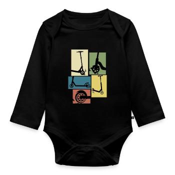 Roller vintage roller driver gift - Organic Longsleeve Baby Bodysuit - black - Front