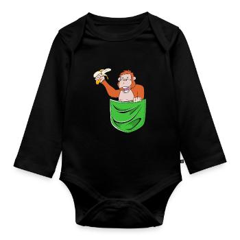 Orang Utan - Baby Bio-Langarm-Body - Schwarz - Vorne