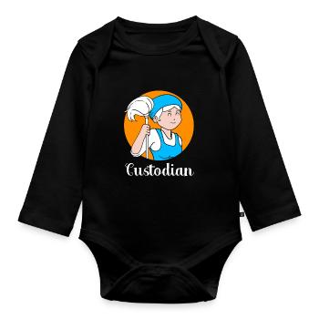 School caretaker - Organic Longsleeve Baby Bodysuit - black - Front