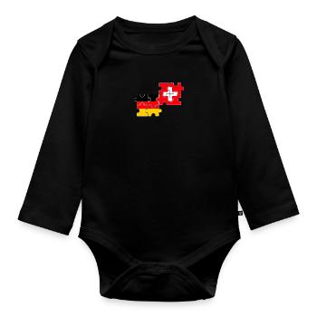 Schweiz Deutschland Flagge Deutsch Schweizer - Baby Bio-Langarm-Body - Schwarz - Vorne