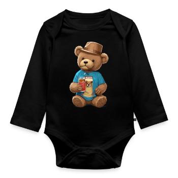 Teddy Bear - Baby Bio-Langarm-Body - Schwarz - Vorne