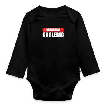 Warning Choleric Irony Screamer Choleric - Organic Longsleeve Baby Bodysuit - black - Front