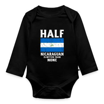 Halb Nicaraguan ist besser als keine Nationalflagg - Baby Bio-Langarm-Body - Schwarz - Vorne