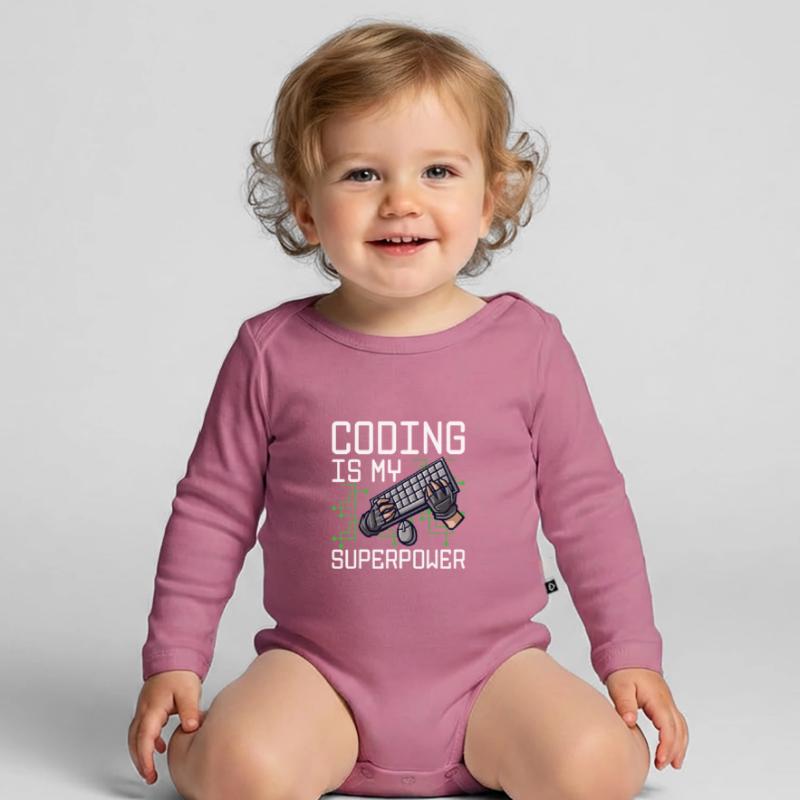 Coding Is My Superpower Programming Coder Computer Baby Bio-Langarm-Body