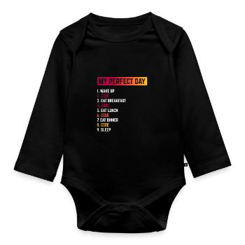 My Perfect Day Wake Up Code Software Developer Pro - Baby Bio-Langarm-Body - Schwarz - Vorne