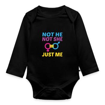 Not He Not She Just Me Lesbian Proud Rainbow Queer - Baby Bio-Langarm-Body - Schwarz - Vorne
