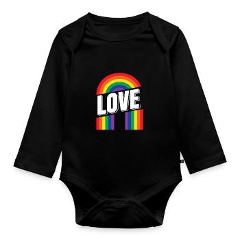 Pride Heart Lgbtq Bisexual Rainbow Love Transgende - Baby Bio-Langarm-Body - Schwarz - Vorne