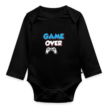 Game Over Play Again Yes No Video Game Player Gami - Baby Bio-Langarm-Body - Schwarz - Vorne
