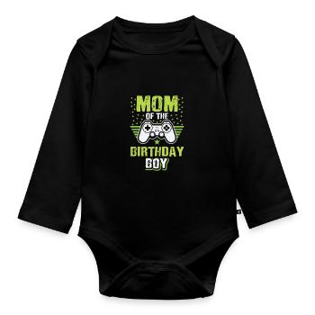Mom Of The Birthday Boy Video Game Player Gaming N - Baby Bio-Langarm-Body - Schwarz - Vorne