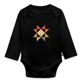 Retro Graphic Knitting Wool Quilting Stitching Sew - Baby Bio-Langarm-Body - Schwarz - Vorne