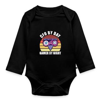 CFO By Day Gamer By Night Video Game Player Gaming - Baby Bio-Langarm-Body - Schwarz - Vorne