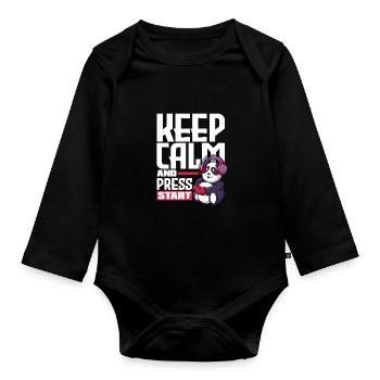 Keep Calm And Press Start Video Game Player Gaming - Baby Bio-Langarm-Body - Schwarz - Vorne