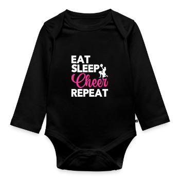 Eat Sleep Cheer Repeat Cheerleading Cheerleader Gy - Baby Bio-Langarm-Body - Schwarz - Vorne