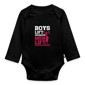 Boys Lift Weights Men Lift Cheerleaders Gymnast Ch - Baby Bio-Langarm-Body - Schwarz - Vorne