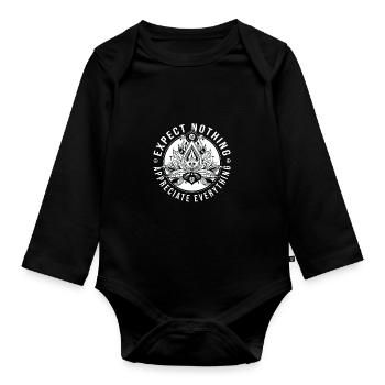 Expect Nothing Appreciate Everything Meditation Me - Baby Bio-Langarm-Body - Schwarz - Vorne