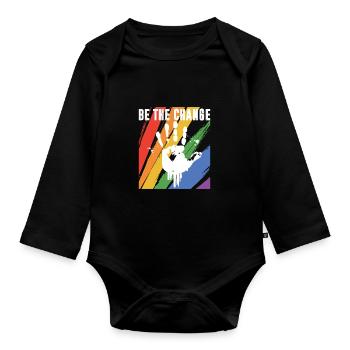 Be The Change Gay Pride Lgbtq Rainbow Transgender - Baby Bio-Langarm-Body - Schwarz - Vorne