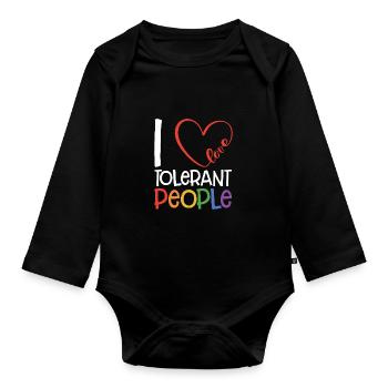I Love Tolerant People Bisexual Gay Pansexual Rain - Baby Bio-Langarm-Body - Schwarz - Vorne