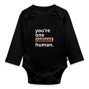 You're One Radiant Human Bisexual Transgender Rain - Baby Bio-Langarm-Body - Schwarz - Vorne
