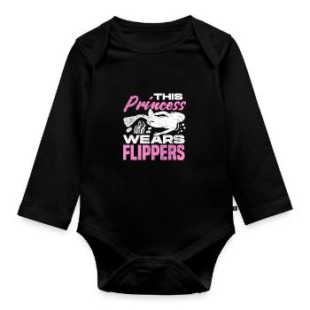 This Prince Wears Flippers Diver Scuba Diver Divin - Baby Bio-Langarm-Body - Schwarz - Vorne