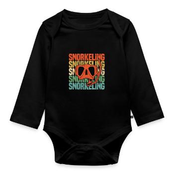 Retro Graphic Snorkeler Scuba Diver Diving Snorkel - Baby Bio-Langarm-Body - Schwarz - Vorne
