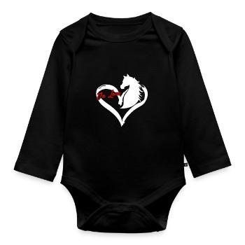 Love Horse Graphic Horse Lover Equestrian Rider Ho - Baby Bio-Langarm-Body - Schwarz - Vorne