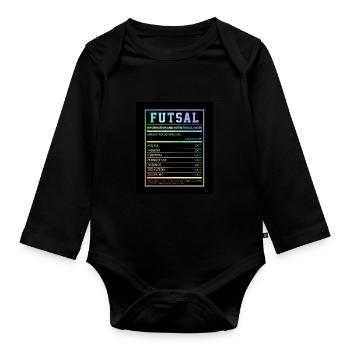 Futsal Information And Nutritional Facts Football - Baby Bio-Langarm-Body - Schwarz - Vorne