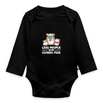 Less People More Guinea Pigs Guinea Pig Owner Anim - Baby Bio-Langarm-Body - Schwarz - Vorne