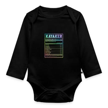Kayaker Information And Nutritional Facts Canoe Ka - Baby Bio-Langarm-Body - Schwarz - Vorne
