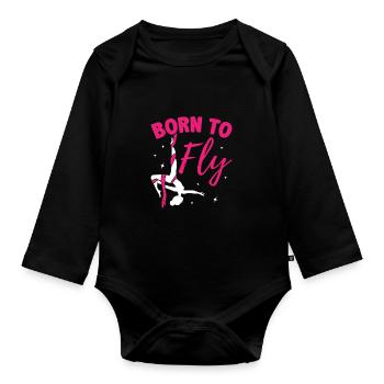 Born To Fly Graphic Acrobatics Acrobat Gymnastics - Baby Bio-Langarm-Body - Schwarz - Vorne