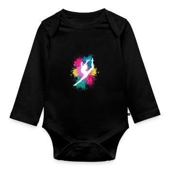 Retro Graphic Gymnast Gymnastics Acrobat Acrobatic - Baby Bio-Langarm-Body - Schwarz - Vorne