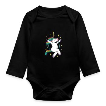 Unicorn Graphic Gymnast Gymnastics Acrobat Acrobat - Baby Bio-Langarm-Body - Schwarz - Vorne