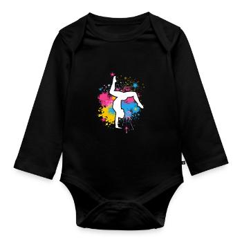 Retro Graphic Gymnast Gymnastics Acrobat Acrobatic - Baby Bio-Langarm-Body - Schwarz - Vorne